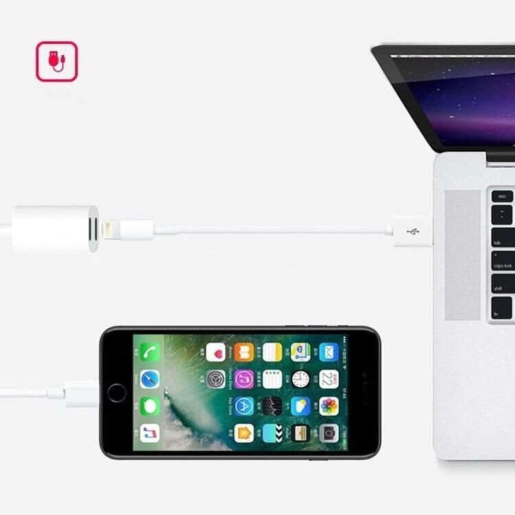 Product thumbnail Iphone 8-pins lightning splitkabel 1 x male - 2 x female