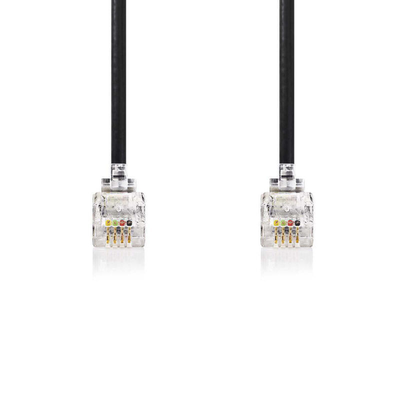 Product thumbnail Hoornsnoer spiraalkabel | RJ10 male - RJ10 male | 2 meter | Zwart