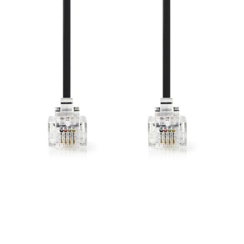 Product thumbnail Telefoonkabel | RJ11 Male – RJ11 Male | 5 meter | Zwart plat