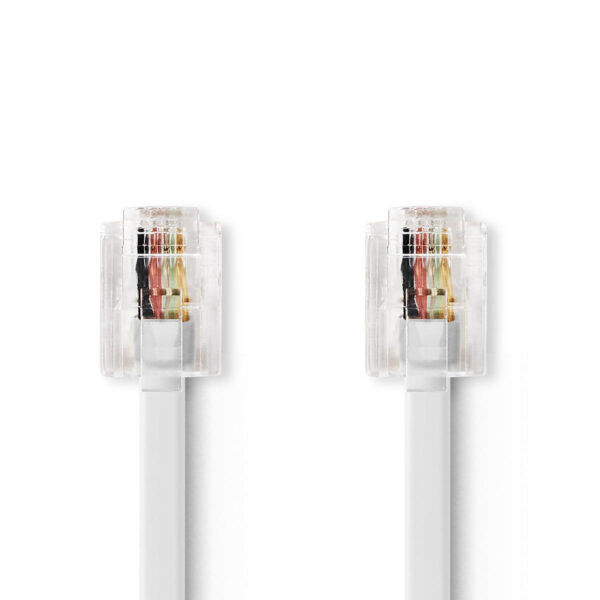 Telefoonkabel | RJ11 Male - RJ11 Male | 10 meter | Wit plat
