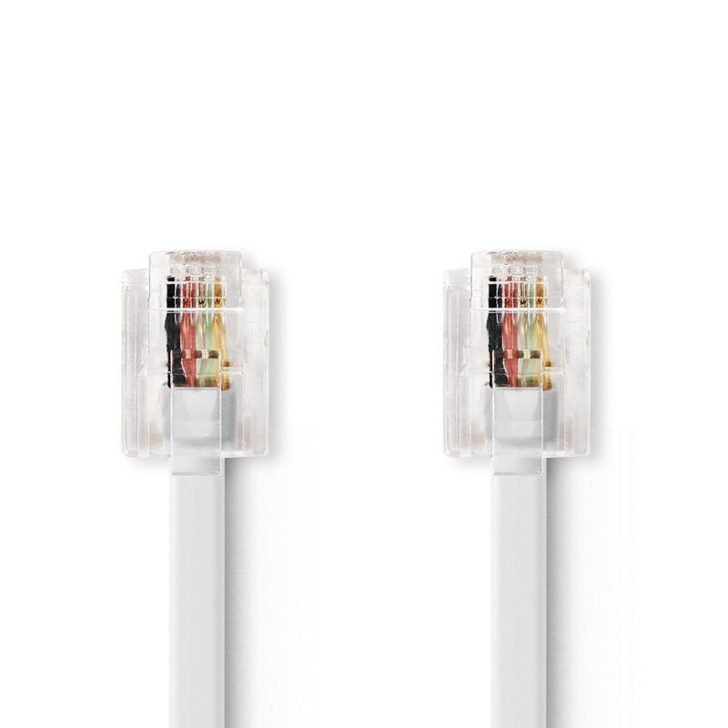 Product thumbnail Telefoonkabel | RJ11 Male - RJ11 Male | 10 meter | Wit plat