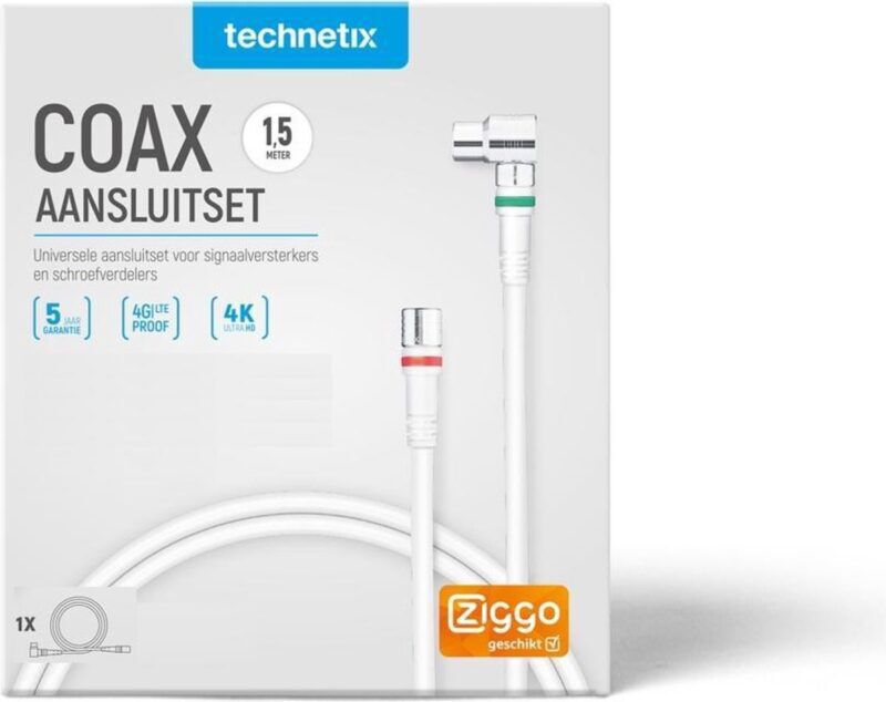 Product thumbnail Technetix aansluitkabel F-connector(M)-9.5mm-F 1,5m wit