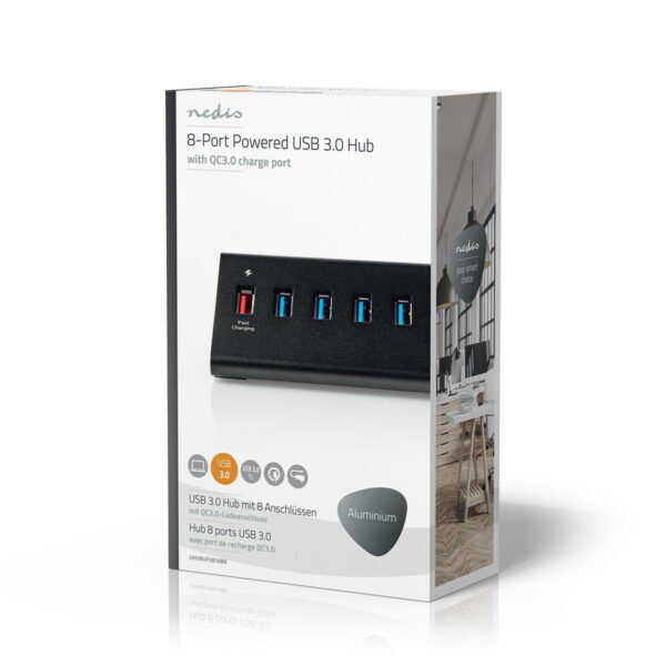 USB-Hub | 8-Poorts | USB 3.0 met Externe Voeding | QC3.0 Oplaadpoort | 5 Gbps - Afbeelding 6