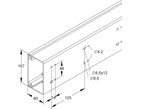 Universele wandgoot wit 2 meter 110mm x 60mm RAL9001 - Afbeelding 3