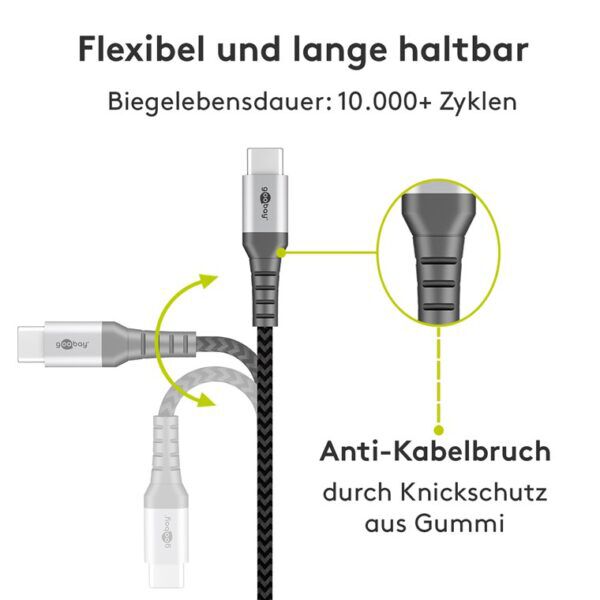 USB 2.0 Kabel | USB-A | USB-C | Textiel | 0.5 meter - Afbeelding 4