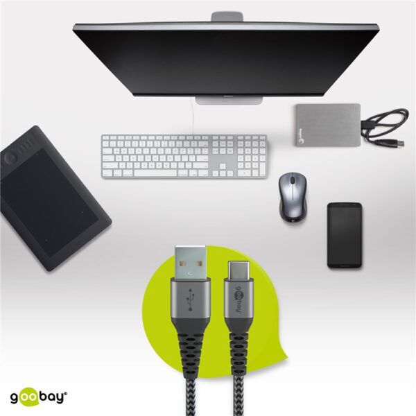 USB 2.0 Kabel | USB-A | USB-C | Textiel | 0.5 meter - Afbeelding 5