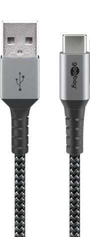 Product thumbnail USB 2.0 Kabel | USB-A naar USB-C | Textiel | 1 meter | 60 W | 480 Mbps