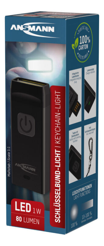 Product thumbnail USB oplaadbare sleutelhanger zaklamp KL80R | 80LM