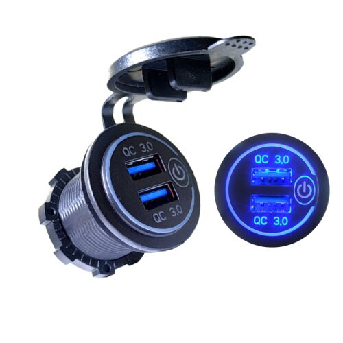 Product thumbnail USB QC3.0 AUTOLADER INBOUW (12-24 VDC IN, 5V/3A, 9V/2A, 12V/1.5A UIT)