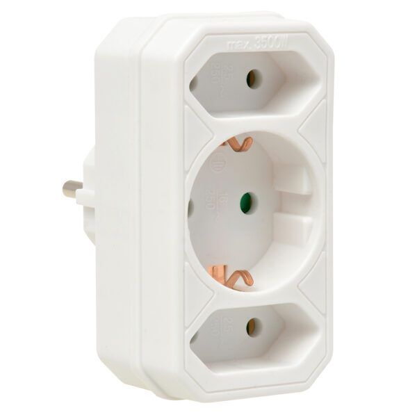 Verloopstekker 2x euro + 1x RA wit vertikaal - Afbeelding 4