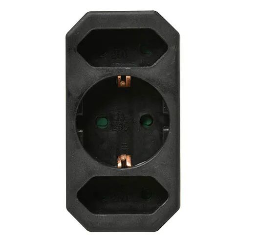Product thumbnail Verdeelstekker 2x euro + 1x RA zwart
