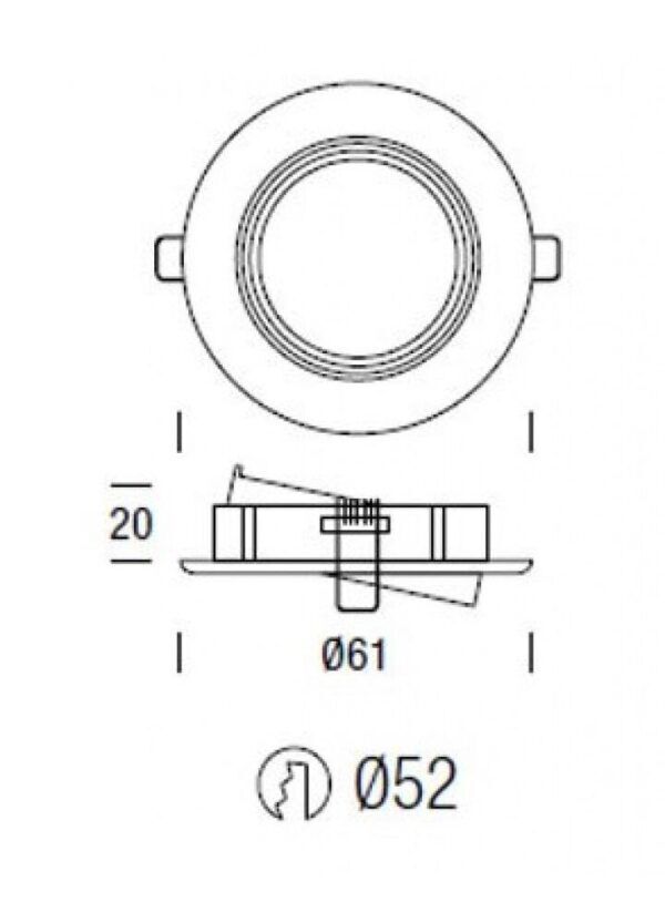 INBOUWSPOT GEBORSTELD RVS KANTELBAAR 35MM - Afbeelding 2