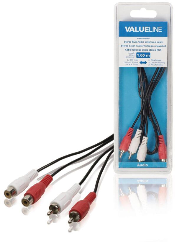 Stereo Audio Verlengkabel 2x RCA Male - 2x RCA Female 1.00 m - Afbeelding 3