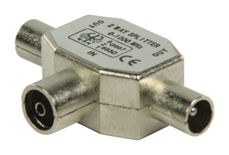 Product thumbnail Coax-Adapter 2x Coaxconnector Male (IEC) - Coax Female (IEC) Zilver