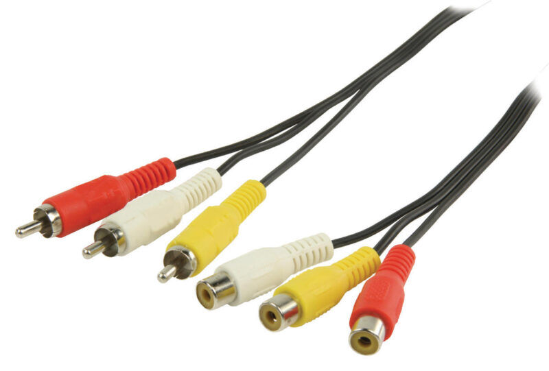 Product thumbnail Composiet Videokabel 3x RCA Male - 3x RCA Female 3.00 m Zwart