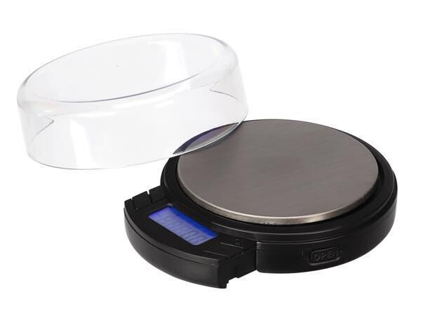 Product thumbnail DIGITALE MINI PRECISIEWEEGSCHAAL - ROND - 500 g / 0.1 g - MET UITSCHUIFBAAR LCD-DISPLAY