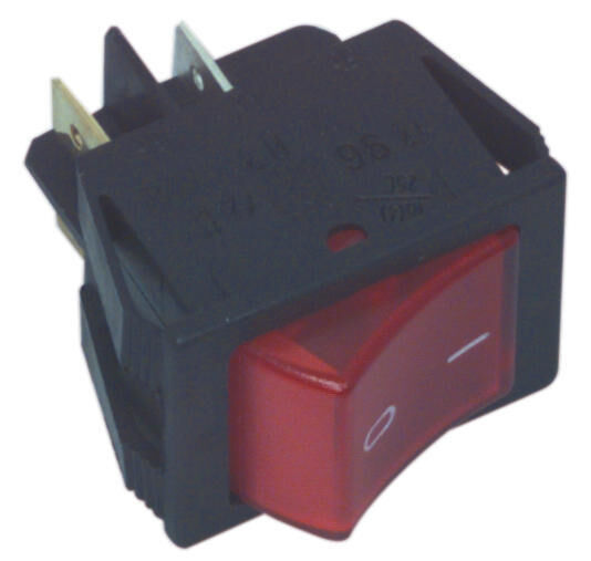 Product thumbnail Wipschakelaar 25x33mm aan/uit met rode verlichting 250Vac - zwart