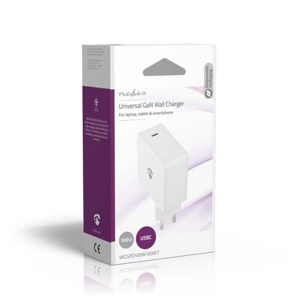 USB-C Snellader | 100 W | GaN | 3.0 / 5.0 A | 1x USB-C | Wit - Afbeelding 7
