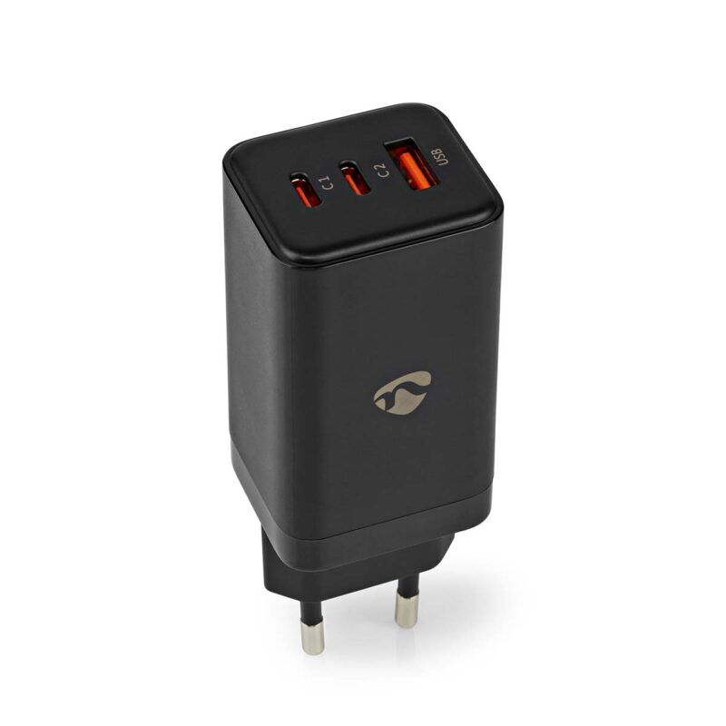 Product thumbnail USB Snellader | 65 W | GaN | 3.0 / 3.25 A | 1x USB-A / 2x USB-C