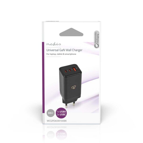 USB Snellader | 65 W | GaN | 3.0 / 3.25 A | 1x USB-A / 2x USB-C - Afbeelding 6