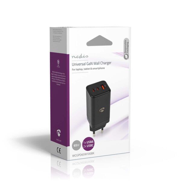 USB Snellader | 65 W | GaN | 3.0 / 3.25 A | 1x USB-A / 2x USB-C - Afbeelding 8