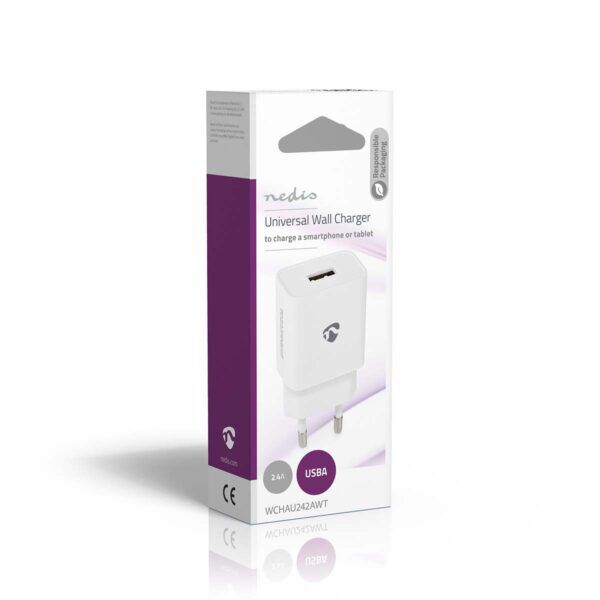USB Oplader | 1x 2.4 A | USB-A | 12W | Wit - Afbeelding 2