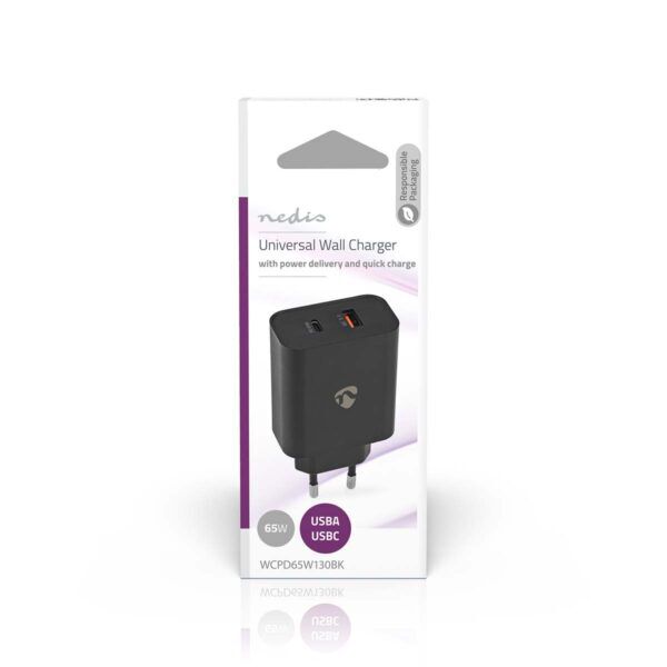 USB Oplader | 65 W | Snellader | 2.0 / 2.25 / 3.25 A | 1 x USB-A / 1 x USB-C - Afbeelding 6