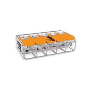 WAGO VERBINDINGSKLEM - MAX. 6 mm² - 5-VOUDIG - VOOR MASSIEF EN SOEPEL - MET HENDELS