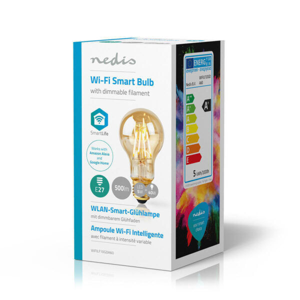 Wi-Fi smart LED-lamp met filament | E27 | A60 | 5 W | 500 lm - Afbeelding 3