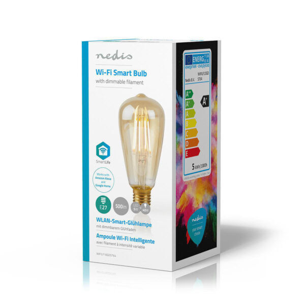 Wi-Fi smart Filament LED-lamp | E27 | ST64 | 5 W | 500 lm - Afbeelding 3