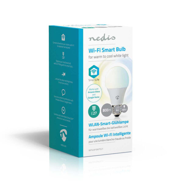 Wi-Fi smart LED-lamp | Warm- tot Koud-Wit | E27 | 800LM - Afbeelding 2