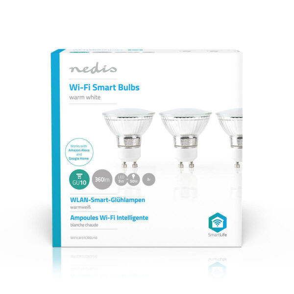 Wi-Fi Smart LED-Lamp | Warm Wit | GU10 | 3-Pack | 360LM - Afbeelding 5