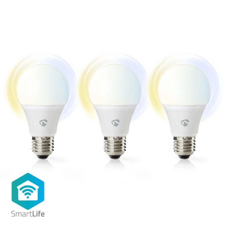 Product thumbnail 3 Stuks SmartLife LED Bulb | Wi-Fi | E27 | 9 W | Warm / Koel Wit | 2700K - 6500K