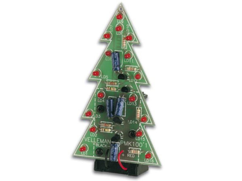 Product thumbnail Soldeerkit, DIY, LED kerstboom, gezellige kerstsfeer, 16 knipperende lichtjes