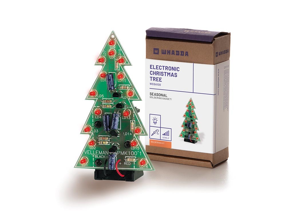 Soldeerkit, DIY, LED kerstboom, gezellige kerstsfeer, 16 knipperende lichtjes - Afbeelding 2