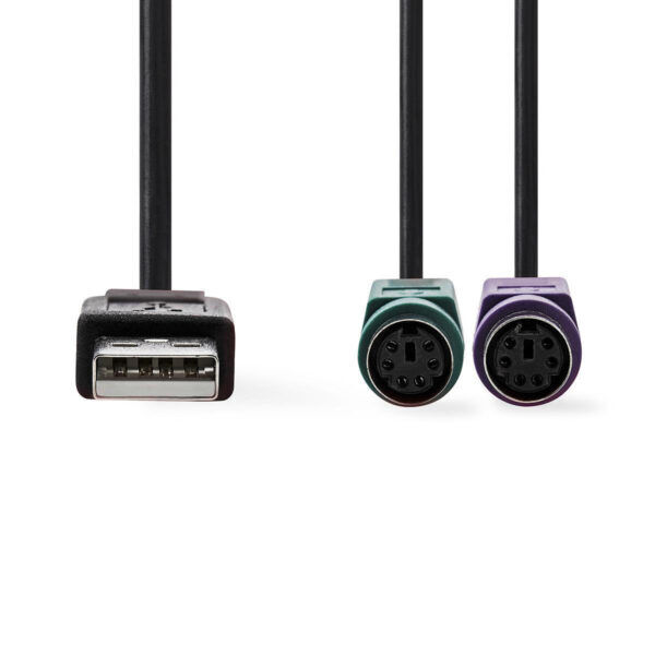 USB PS2 Adapterkabel | USB-A Male | 2x PS/2 Female | 0.30 meter | Zwart