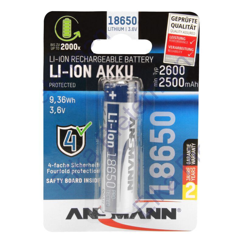 Product thumbnail LI-ION 18650 3.6V 2600mAh OPLAADBAAR