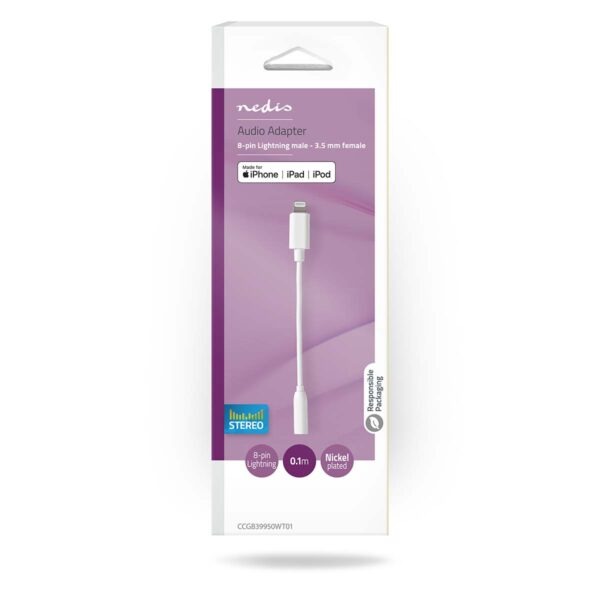 Nedis Apple Lightning 8-Pins | 3,5 mm female jack adapterkabel 10cm - Afbeelding 2