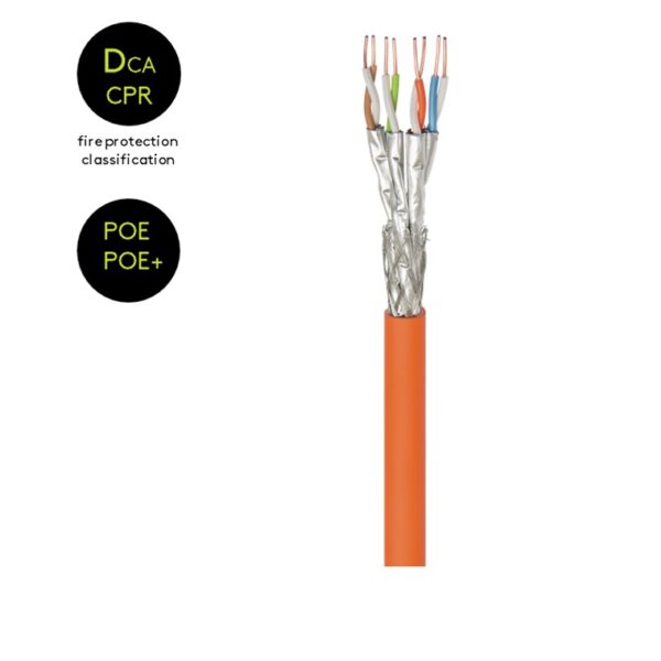 S/FTP (PiMF) CAT7A netwerkkabel oranje per meter massieve kern - Afbeelding 3