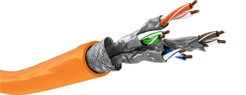 Product thumbnail S/FTP (PiMF) CAT7A netwerkkabel oranje per meter massieve kern