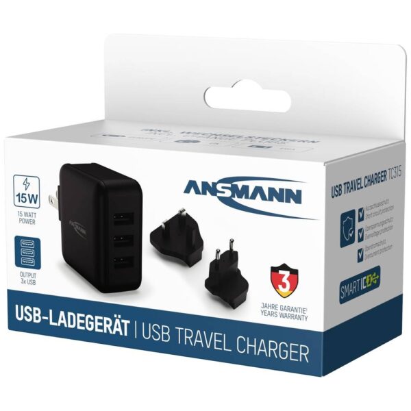 ANSMANN USB TRAVEL CHARGER 15W 3 X USB - Afbeelding 3