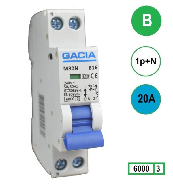 Gacia Installatieautomaat B20 1P+N B kar.