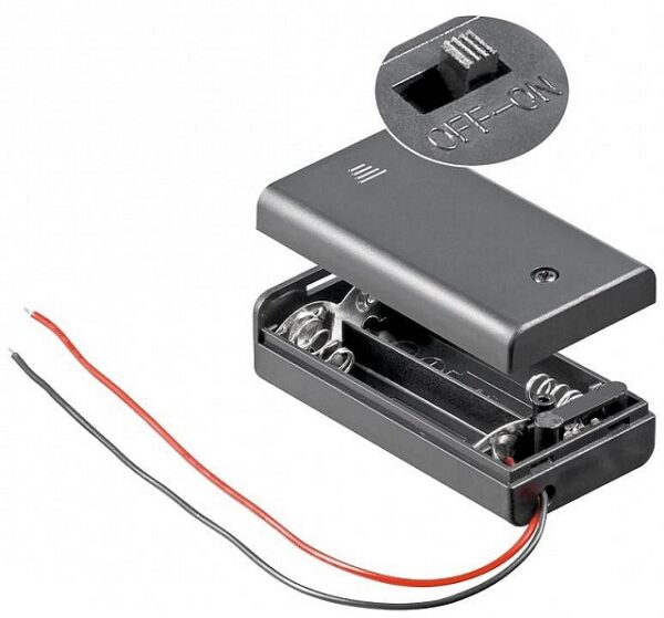 BATTERIJHOUDER VOOR 2 x AA-CEL (MET DRADEN)