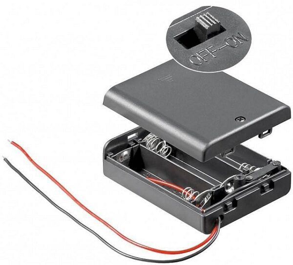 BATTERIJHOUDER VOOR 3 x AA-CEL (MET DRADEN)