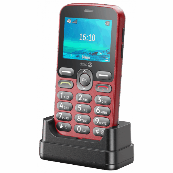 Doro 1880 4G telefoon rood inclusief bureaulader