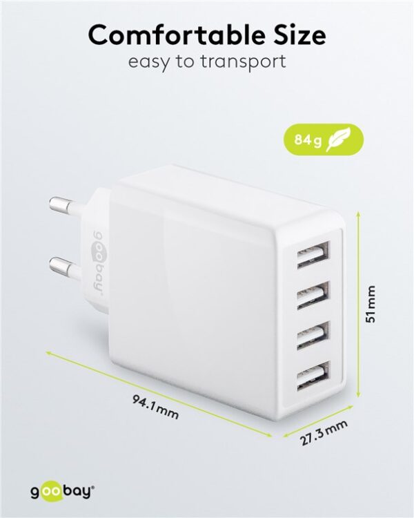 USB-A Multipoort lader 30W | wit | 4x USB-A - Afbeelding 4