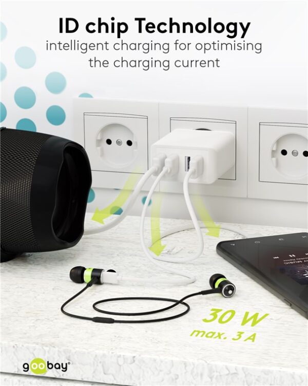 USB-A Multipoort lader 30W | wit | 4x USB-A - Afbeelding 3
