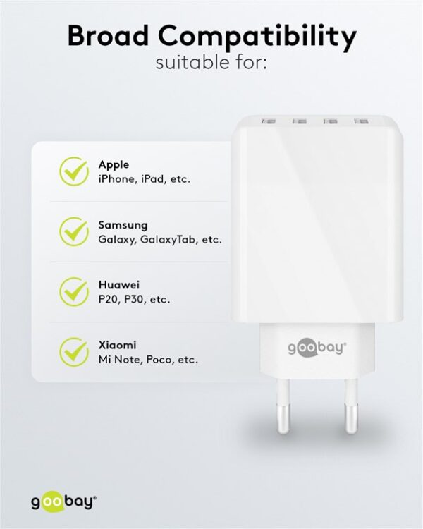 USB-A Multipoort lader 30W | wit | 4x USB-A - Afbeelding 2
