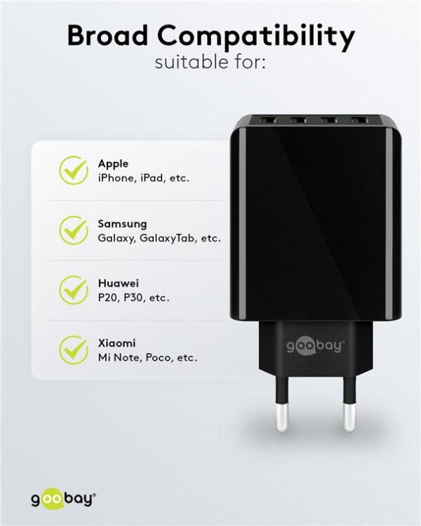 USB-A Multipoort lader 30W | zwart | 4x USB-A - Afbeelding 2