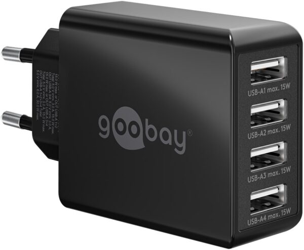 USB-A Multipoort lader 30W | zwart | 4x USB-A